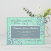 スクロエレガントールブルーベビー《キリスト教》洗礼式や命名式 招待状 (スタンド正面)