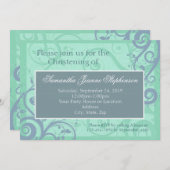 スクロエレガントールブルーベビー《キリスト教》洗礼式や命名式 招待状 (正面/裏面)