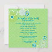 スクロカッコいいーモダンル渦巻花円ドットパターン 招待状 (裏面)