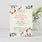 スクロカラフルール葉ベージュ色結婚ブライダルシャワー 招待状 (スタンド正面)