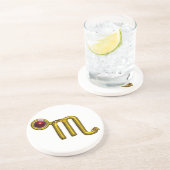 スクロピオ〔占星術の〕十二宮図誕生日ジュエル金ゴールドレッドグレネード コースター (側面)