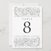 スクロフォーマルー葉白黒表の番号 招待状 (正面)