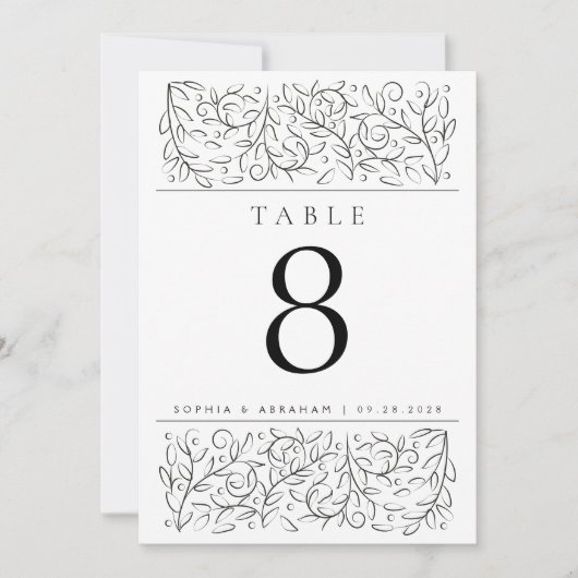 スクロフォーマルー葉白黒表の番号 招待状 (正面)