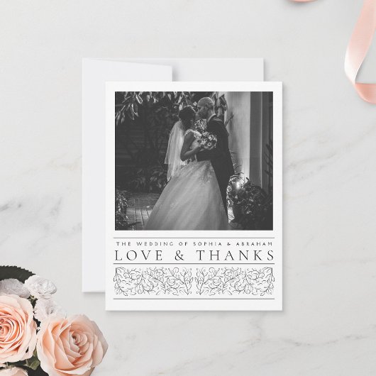 スクロフォーマルー離れル白黒結婚の写真 サンキューカード