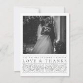 スクロフォーマルー離れル白黒結婚の写真 サンキューカード (正面)