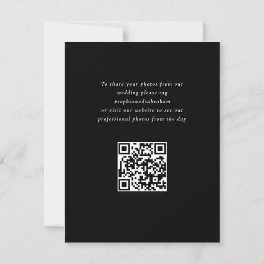 スクロフォーマルー離れル白黒結婚の写真 サンキューカード (裏面)