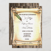 スクロユニークールとフェザーペンの結婚式招待状 招待状 (正面/裏面)