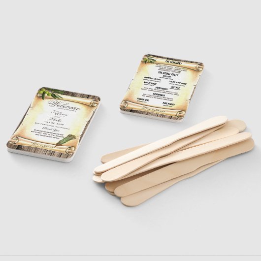 スクロユニークールとフェザーペンの結婚式 プログラム ハンドファン (組立なし)