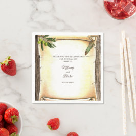 スクロユニークール&フェザーペンの結婚紙ナプキン スタンダードカクテルナプキン