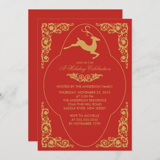 スクローエレガントルトナイダークリスマスパーティの招待状 招待状 (正面/裏面)