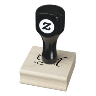 スクローリングフォントのモノグラム ラバースタンプ