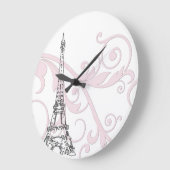 スクロールが付いているエッフェル塔 ラージ壁時計 (傾斜)
