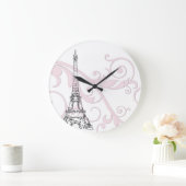 スクロールが付いているエッフェル塔 ラージ壁時計 (ホーム)