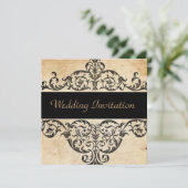 スクロールが飾られたカントリーウェスタンのサルーンでの結婚式 招待状 (スタンド正面)