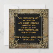 スクロールが飾られたカントリーウェスタンのサルーンでの結婚式 招待状 (裏面)