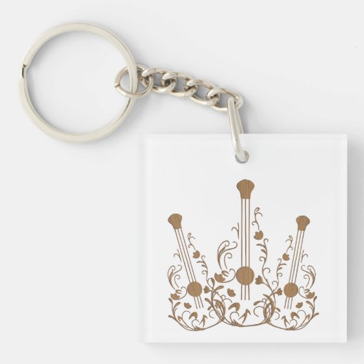 スクロールした木製ギター キーホルダー (正面)