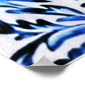 スクロールした葉の青 ポスター (角)