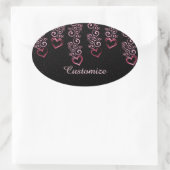 スクロールつる植物ハート楕円シール 楕円形シール (バッグ)