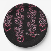 スクロールつる植物ハート紙プレート ペーパープレート (正面)