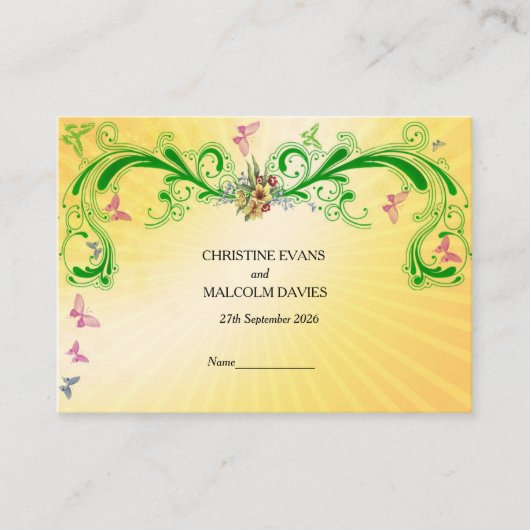 スクロールとバタフライ プレイスカード (正面)