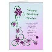 スクロールと花を含む名前誕生日を追加する (正面)