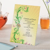 スクロールと蝶のメニュー 台座サイン (インサイチュ)