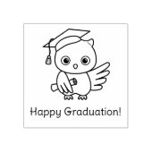 スクロールを望む卒業の帽子をかぶったかわいいフクロウ ラバースタンプ (インプリント)