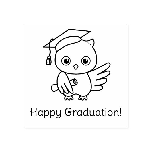 スクロールを望む卒業の帽子をかぶったかわいいフクロウ ラバースタンプ (インプリント)