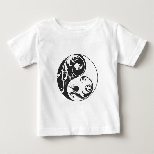 スクロールインとヤン(黒) ベビーTシャツ (正面)