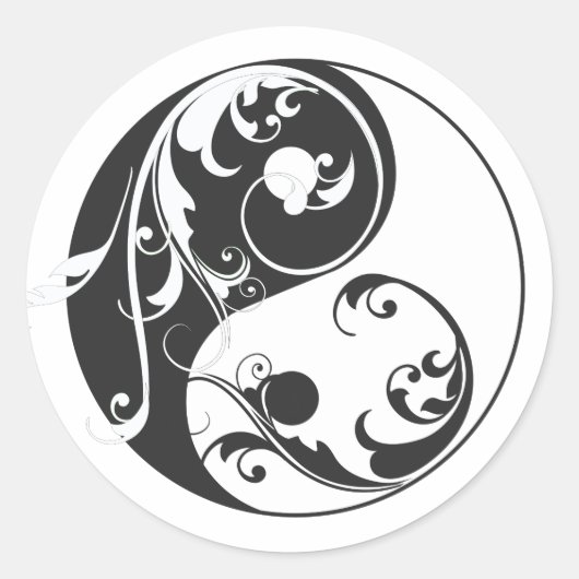 スクロールインとヤン(黒) ラウンドシール (正面)