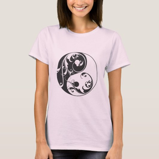 スクロールインとヤン(黒) Tシャツ (正面)
