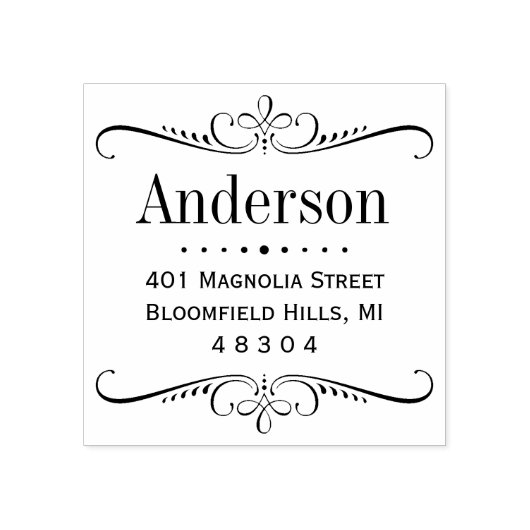 スクロールエレガントフレーム差出人住所 ラバースタンプ (インプリント)