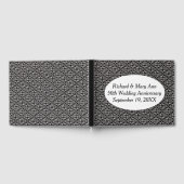 スクロールエレガント白黒ダマスクパターン ゲストブック (全面)