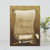 スクロールエレガント、クイル、インクウェル 招待状 (スタンド正面)