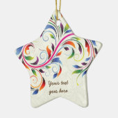 スクロールカラフルリーフ、ベージュ色フローラレトロオーナメント セラミックオーナメント (左)