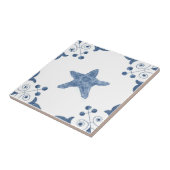 スクロールコーナーが付いているデルフトのヒトデのタイル タイル (側面)