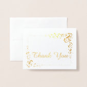 スクロールコー縁どナーサンキューファンシーフォント 箔カード (封筒付き正面)
