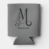 スクロールスタイリッシュ文字Mモノグラム(姓) 缶クーラー (正面)