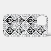 スクロールダマスクの大きなパターン黒灰色の白 Case-Mate iPhoneケース (裏面 (横))