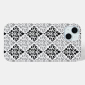 スクロールダマスクの大きなパターン黒灰色の白 Case-Mate iPhoneケース (裏面 (横))