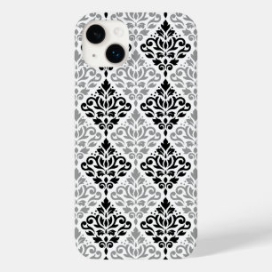スクロールダマスクの大きなパターン黒灰色の白 Case-Mate iPhone 14 PLUSケース