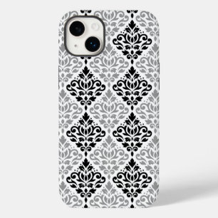 スクロールダマスクの大きなパターン黒灰色の白 Case-Mate iPhone 14 PLUSケース