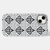 スクロールダマスクの大きなパターン黒灰色の白 Case-Mate iPhoneケース (裏面 (横))