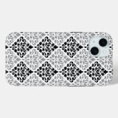 スクロールダマスクの大きなパターン黒灰色の白 Case-Mate iPhoneケース (裏面 (横))