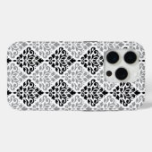スクロールダマスクの大きなパターン黒灰色の白 Case-Mate iPhoneケース (裏面 (横))