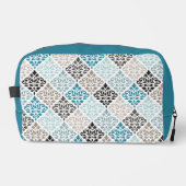 スクロールダマスクのRptパターンティール(緑がかった色)白 ドップキット (正面)