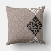 スクロールダマスクアートビッグPtn白黒タウプス クッション (裏面)