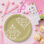 スクロールダマスクアートIクリーム金ゴールド ペーパープレート (パーティー)