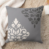 スクロールダマスクアートIクリーム&グレー クッション (ブランケット)