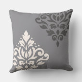 スクロールダマスクアートIクリーム&グレー クッション (裏面)